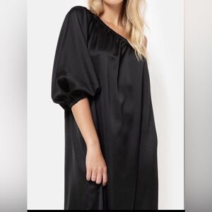 Max & Cleo Satin Balloon Sleeve Midi Dress